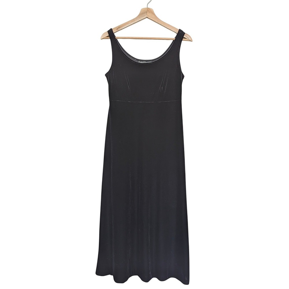 Connected Petite Black Maxi Dress Womens 4P Sleeveless Stretch Minimalist USA